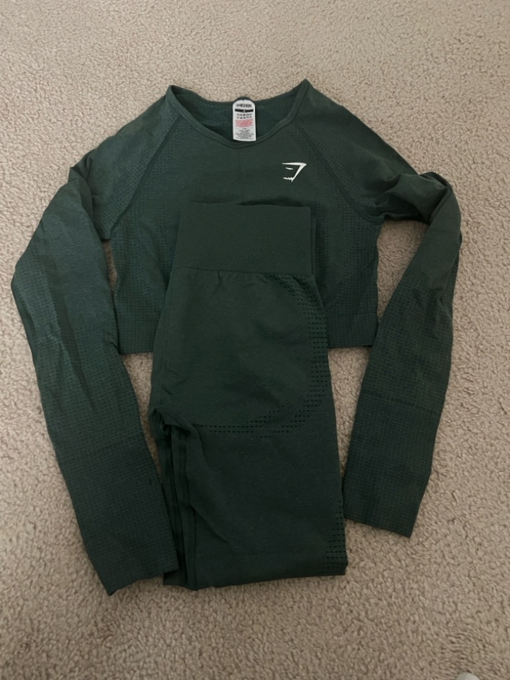 Gymshark Dark Green Seamless Crew Neck Athletic Top